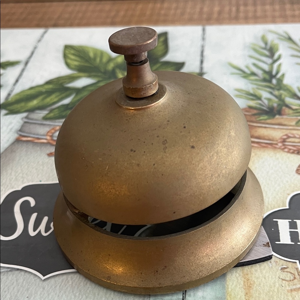 Vintage Brass Colored Service Bell Desk Bell